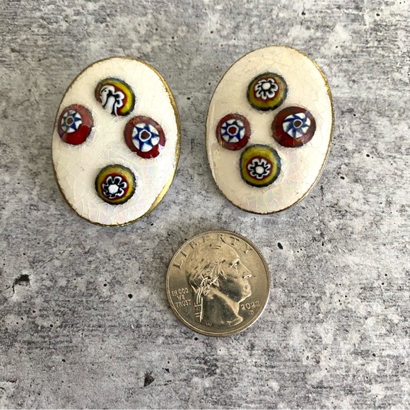 Vintage 80s Retro Statement Chunky Earrings Eclectic Art Jewelry - Picture 5 of 7